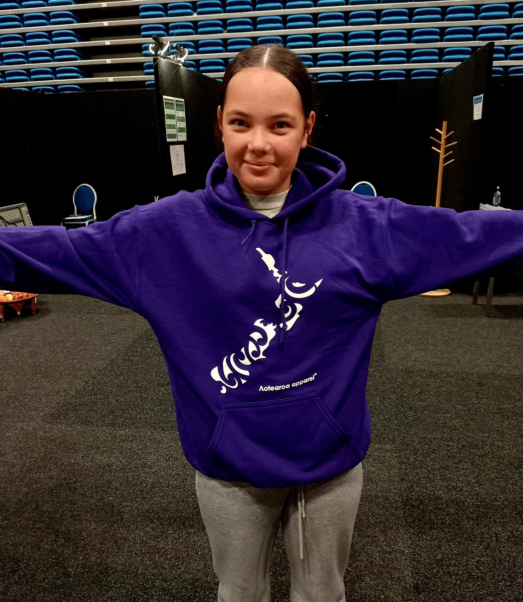 Womens wear Hoodie Aotearoa stencil design.